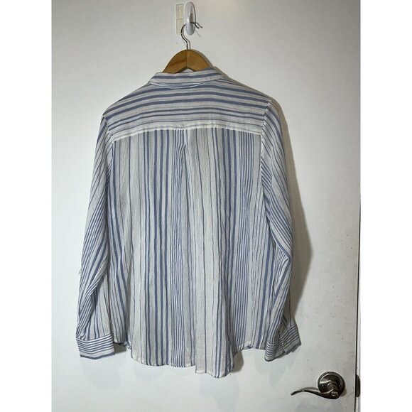 Sundance Womens Blue & White Striped Button-Up Shirt XL - Picture 7 of 10
